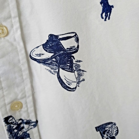 Polo Ralph Lauren Men's Small Lauren Brand History All Over Print White Graphic - Picture 10 of 16